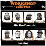 workshop stage hip hop fresstyle et popping à takamouv lyon saison 2022 2023 credit graphisme N.Ellyn