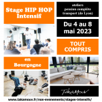 Immersion totale du 4 au 8 mai 2023 pour ce stage de danse Hip Hop proposé par TakaMouv' dans un lieu exceptionnel situé au calme en Bourgogne