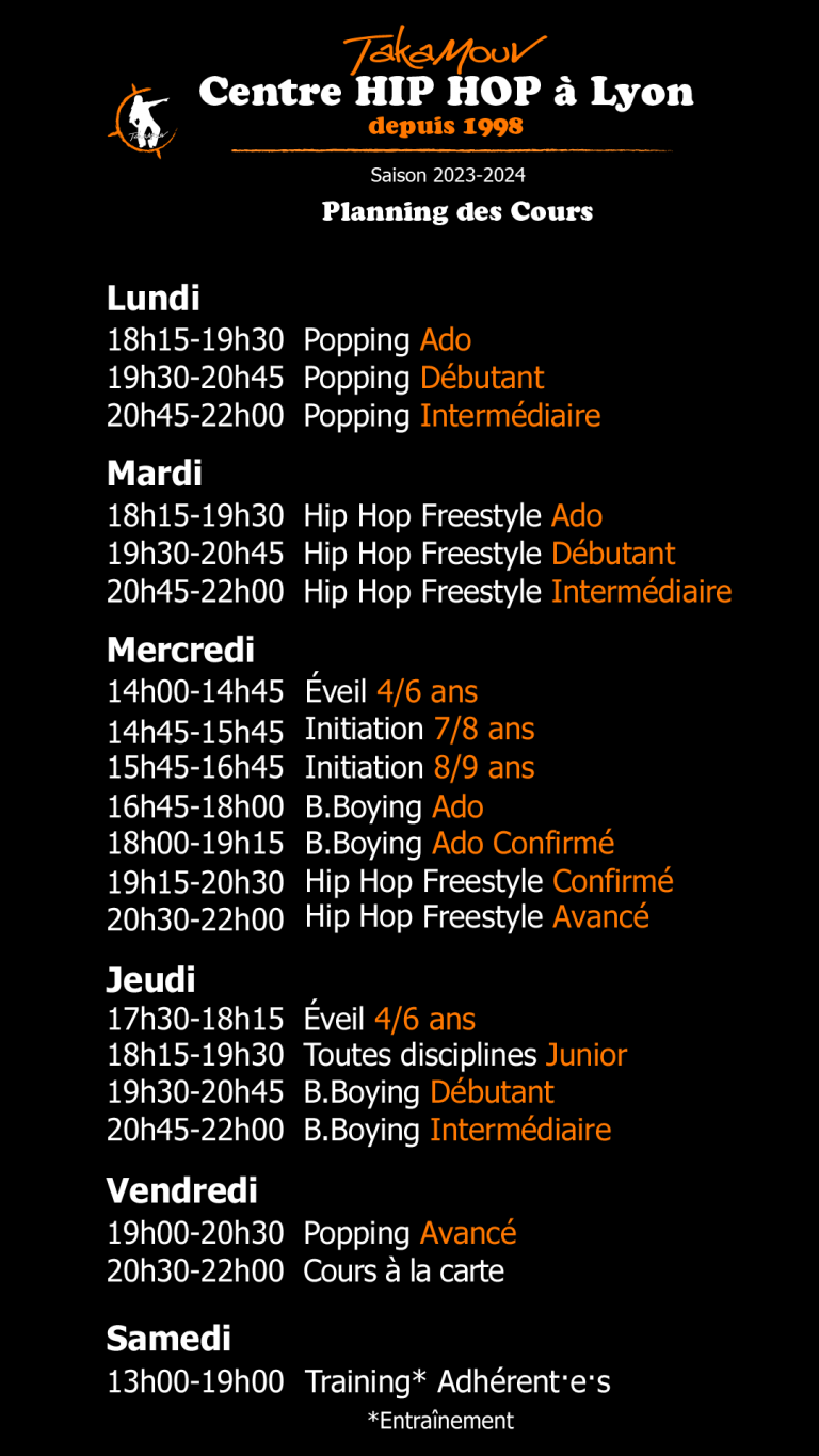 Cours de danse Hip Hop à Lyon Centre avec TakaMouv'. Inscription en ligne ouverte pour la saison 2023-2024