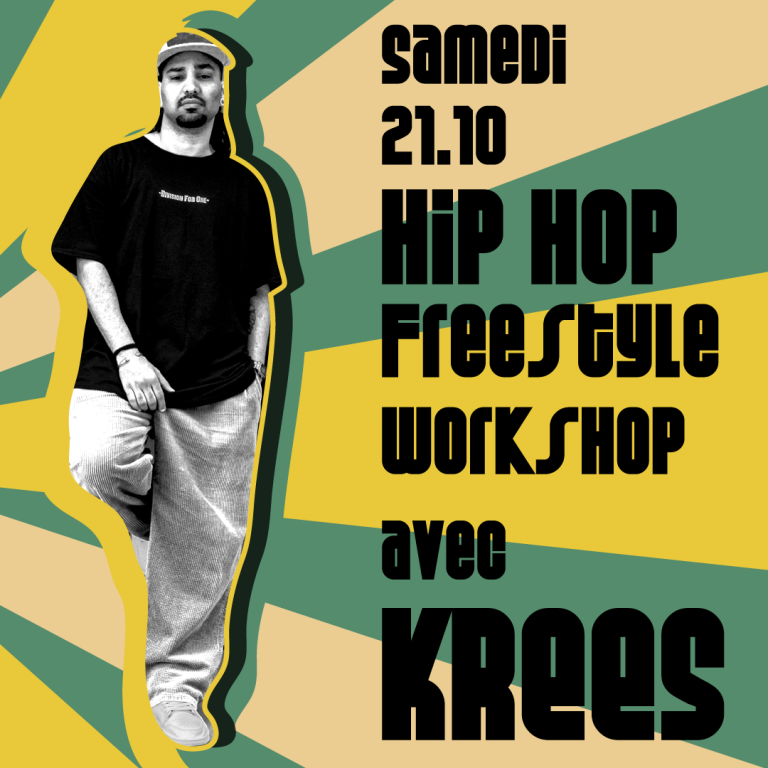 Workshop Hip Hop Freestyle avec Krees samedi 21 octobre à Lyon avec TakaMouv', centre de danse Hip Hop en plein centre ville de Lyon